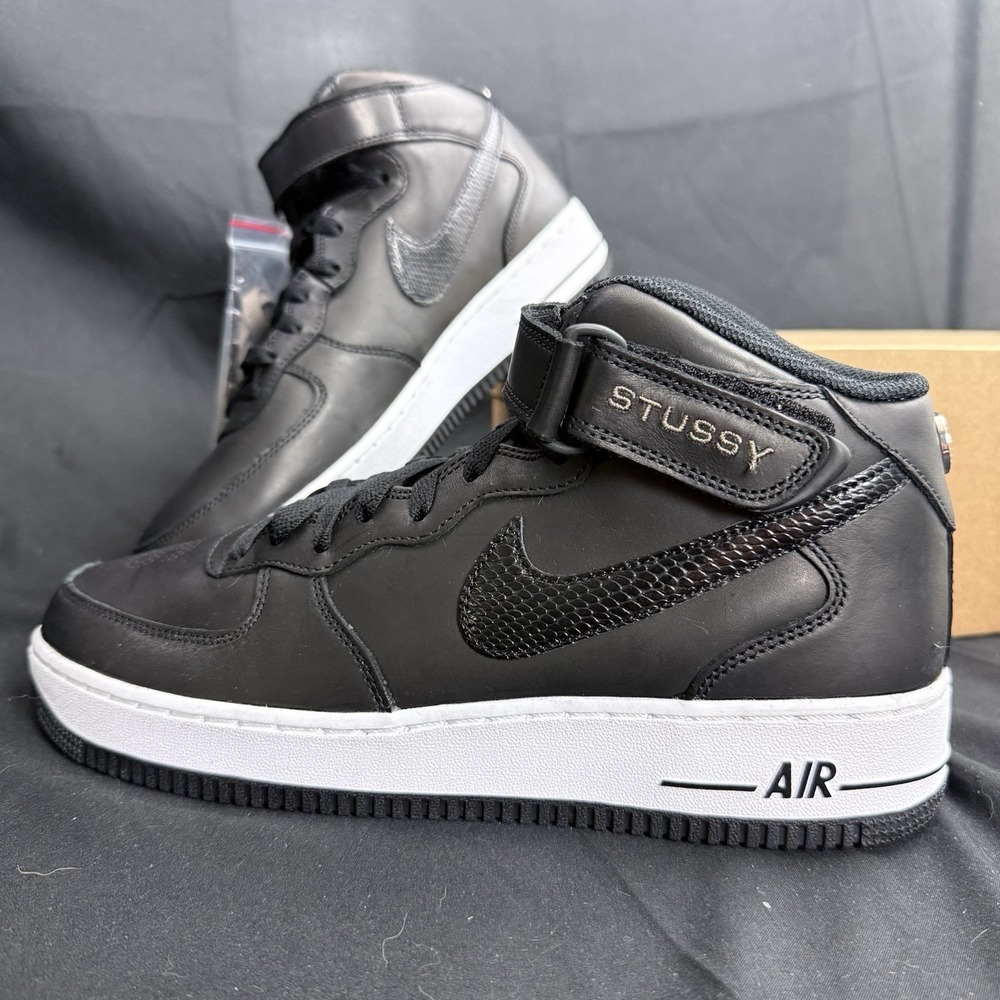 Size 10‎ Nike Stussy x Air Force 1 Mid Black Snakeskin Men's